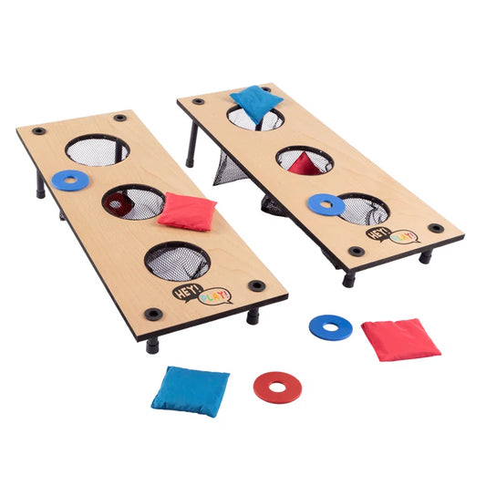 2-In-1 Washers Game and Bean Bag Toss Set - Outdoor Classic Wooden Game for Backyard and Tailgate