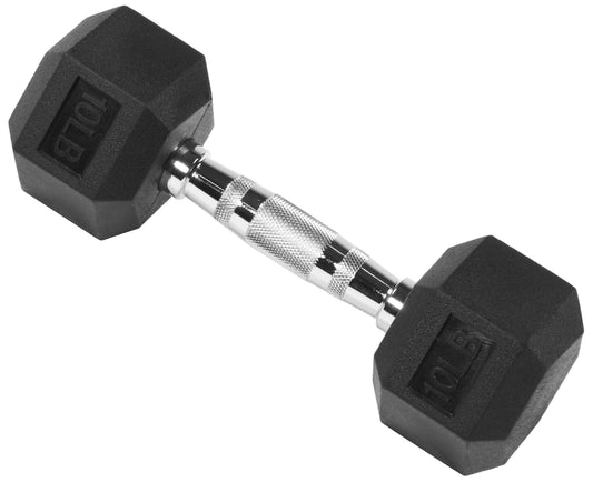 Balancefrom Rubber Encased Hex Dumbbell, Black, 10 Lb