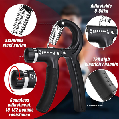 Hand Grip Strengthener,Grip Strength Trainer,22-132 Lbs Adjustable Resistance Forearm Exerciser Workout for Rehabilitation Athletes Climbers Musicians